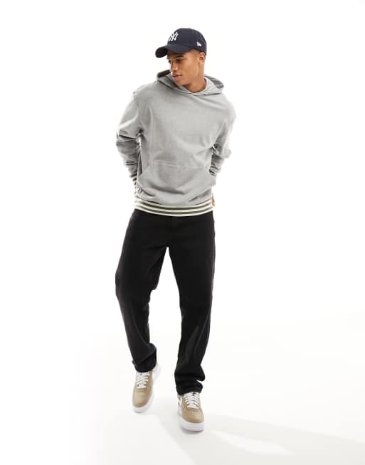 ASOS DESIGN oversized hoodie with tipping in gray heather