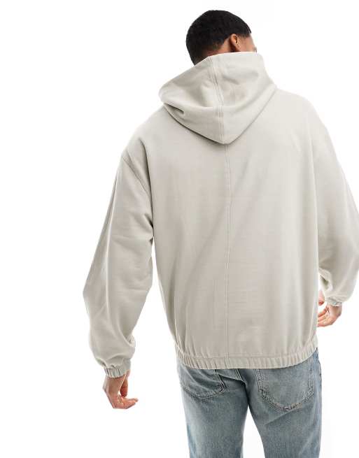 ASOS DESIGN oversized hoodie with top stitched panels in gray, 4 of 4