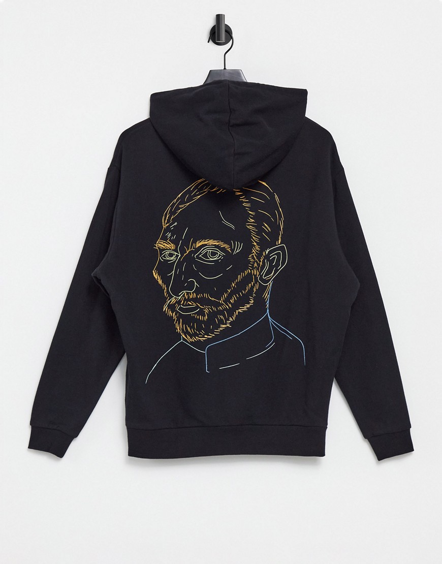 ASOS DESIGN oversized hoodie with Van Gogh print in black