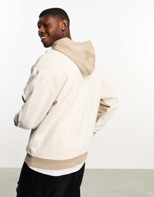 ASOS DESIGN oversized hoodie with wavy panels in tonal beige ASOS