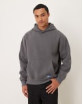 [ASOS DESIGN] ASOS DESIGN oversized hoodie with woven label in washed charcoal-Grey L Asphalt