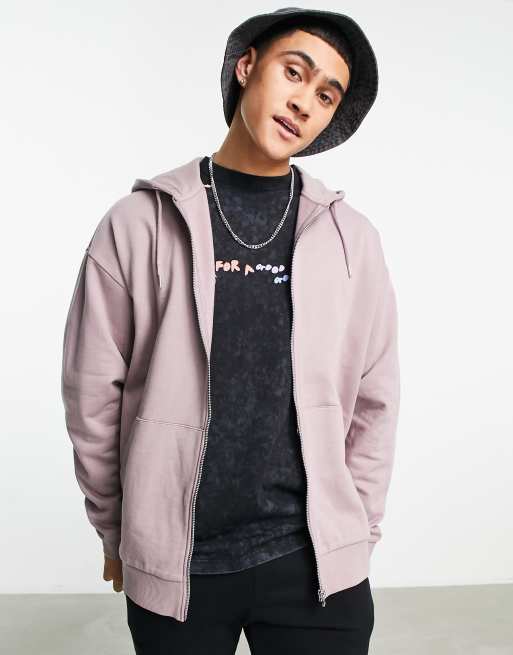 ASOS DESIGN oversized hoodie with zip in washed purple | ASOS