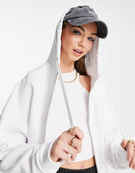 ASOS DESIGN oversized hoodie with zip in white