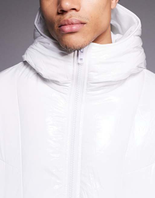 ASOS DESIGN - Oversized hoogglanzend gewatteerd jack in wit, 5 van 5