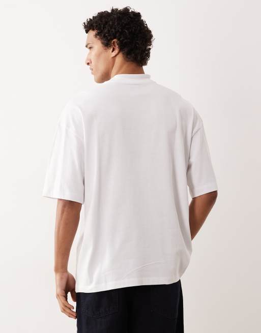 ASOS DESIGN - Oversized hoogsluitend T-shirt van zware stof in wit, 4 van 5