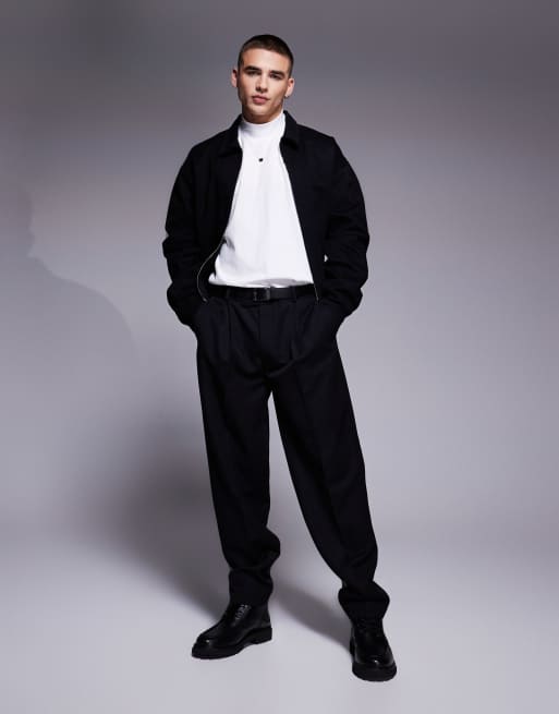 ASOS DESIGN - Oversized hoogsluitend T-shirt van zware stof met lange mouwen in wit, 2 van 4