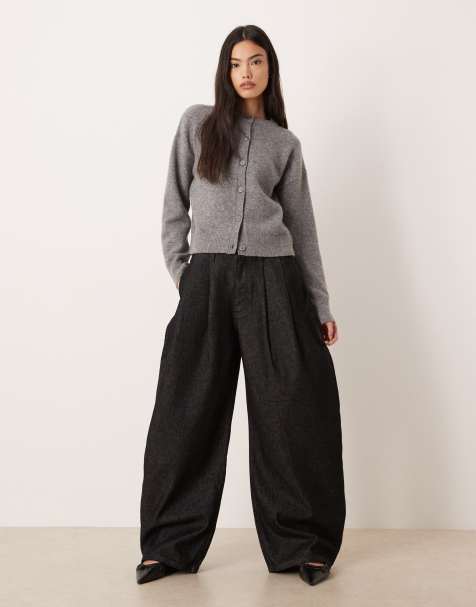 ASOS DESIGN oversized horseshoe jean in black ecru