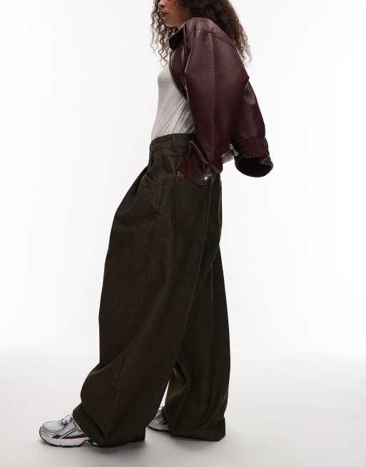 ASOS DESIGN oversized horseshoe jeans in olive