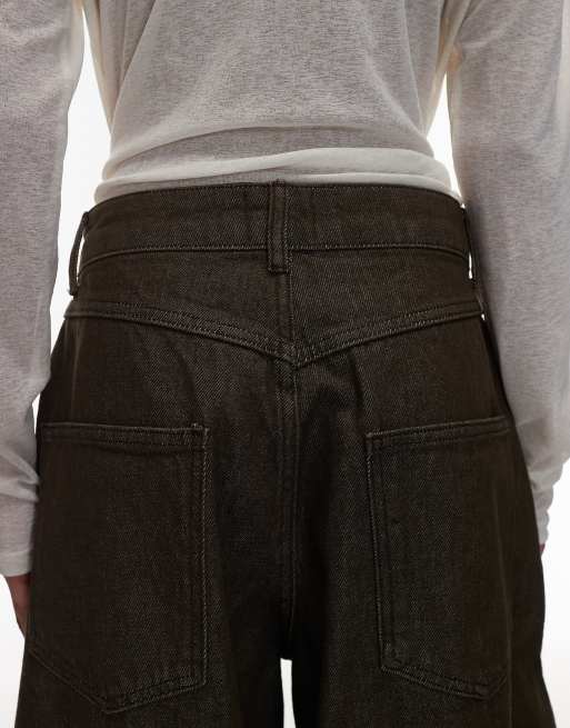 ASOS DESIGN oversized horseshoe jeans in olive