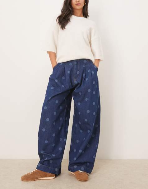 ASOS DESIGN oversized horseshoe jean in laser polka dot - view 1