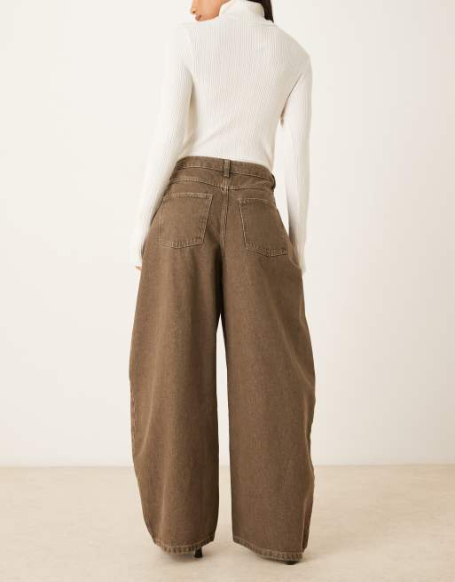 ASOS DESIGN oversized barrel jeans in olive green