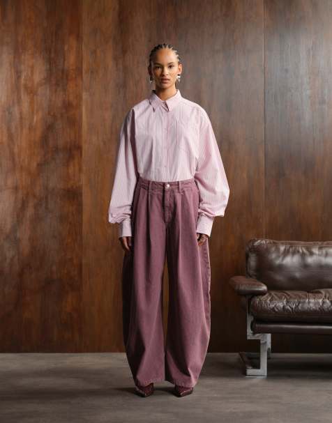 ASOS DESIGN oversized horseshoe jean in pink - view 1