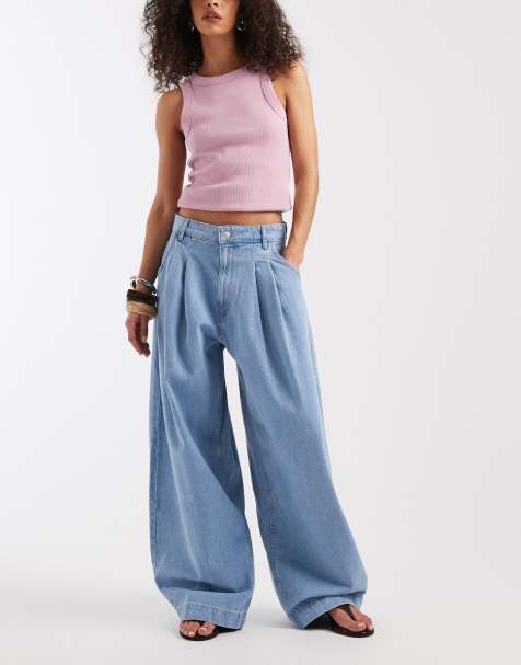 ASOS DESIGN oversized horseshoe jeans in bleach - view 1