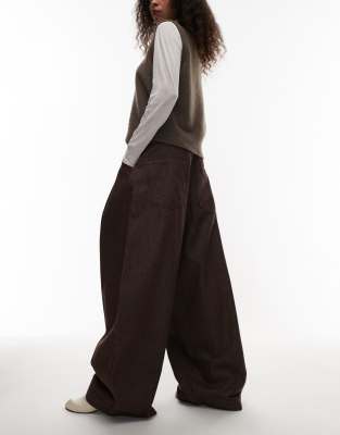 Asos Design Oversized Horseshoe Jeans In Brown