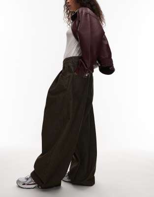 Asos Design Oversized Horseshoe Jeans In Green