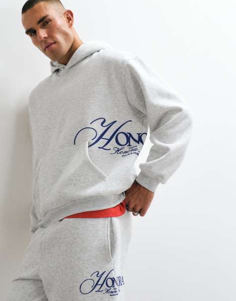 ASOS DESIGN oversized hættetrøje i polycotton med pigmentprint i gråmeleret - view 1