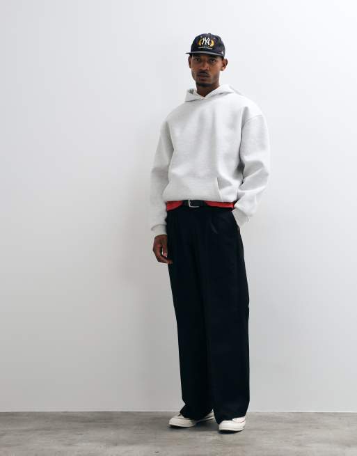 ASOS DESIGN oversized hættetrøje i scuba-lignende stof i gråmeleret, 3 af 5