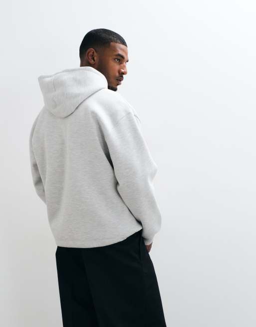 ASOS DESIGN oversized hættetrøje i scuba-lignende stof i gråmeleret, 4 af 5