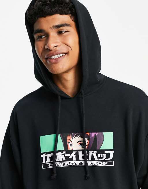 ASOS DESIGN - Oversized hættetrøje med 'Cowboy Bebop'-print i sort