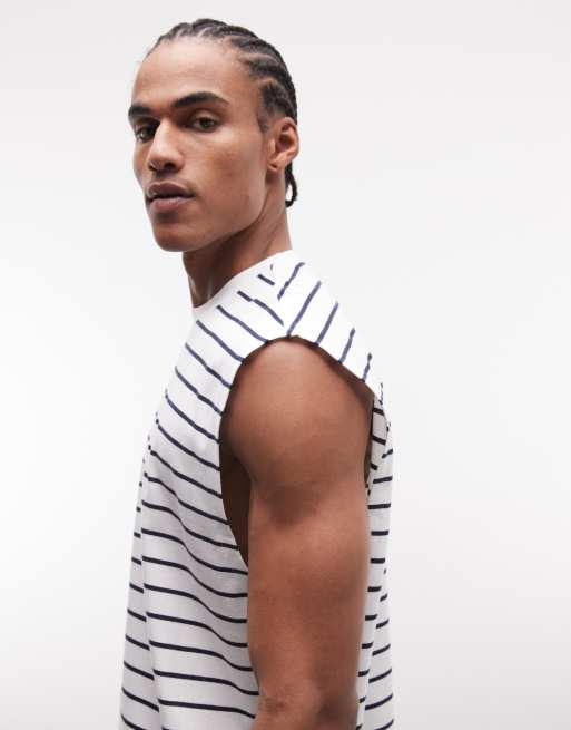 ASOS DESIGN - Oversized hvid overdel med striber og hævet tekstprint, 5 af 5