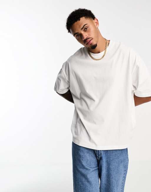 ASOS DESIGN - Oversized hvid T-shirt med abstrakt kunstprint på ryggen, 2 af 4
