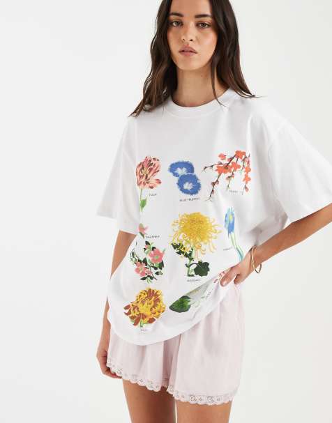 ASOS DESIGN - Oversized hvid T-shirt med blomsterprint i vintage-stil - view 1