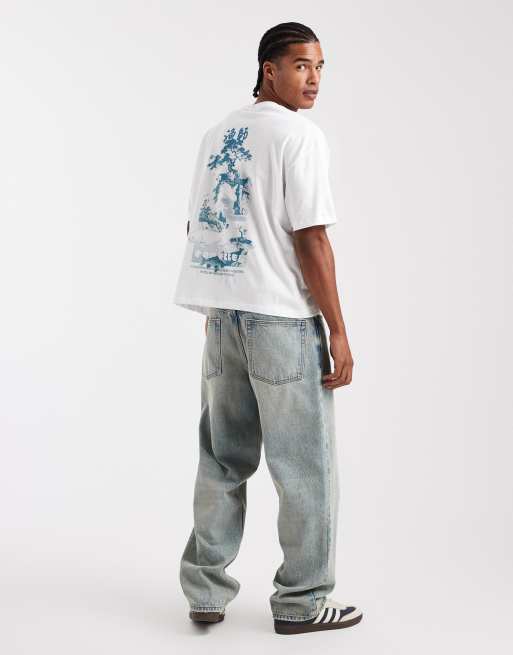 ASOS DESIGN - Oversized hvid T-shirt med firkantet pasform og grafisk landskabsprint, 2 af 5
