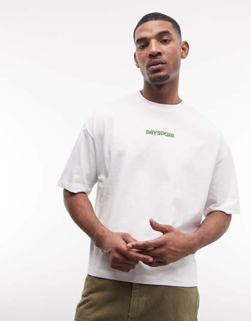 ASOS DESIGN - Oversized hvid T-shirt med firkantet pasform og grafisk landskabsprint, 2 af 5