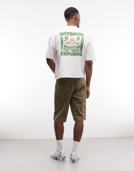 ASOS DESIGN - Oversized hvid T-shirt med firkantet pasform og grafisk landskabsprint, 3 af 5
