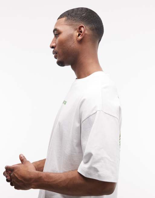 ASOS DESIGN - Oversized hvid T-shirt med firkantet pasform og grafisk landskabsprint, 4 af 5