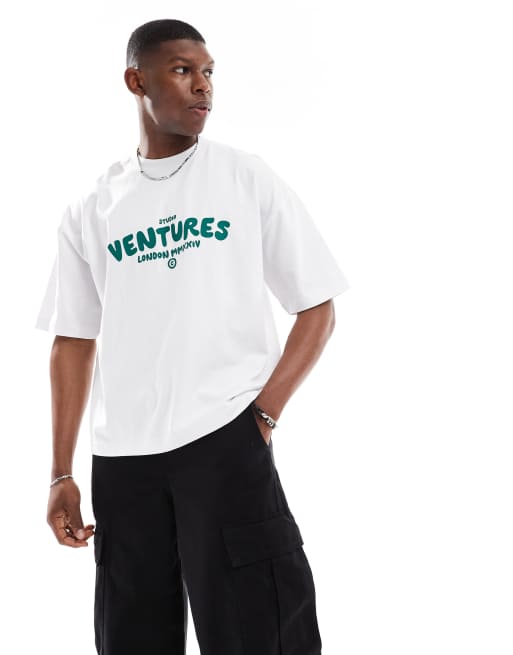ASOS DESIGN - Oversized hvid T-shirt med firkantet pasform og hævet tekstprint , 2 af 4