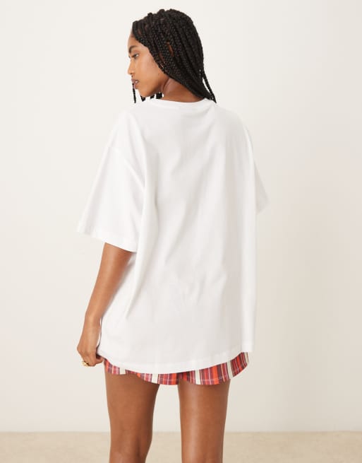 ASOS DESIGN - Oversized hvid T-shirt med 'France'-kirsebærsprint, 3 af 4