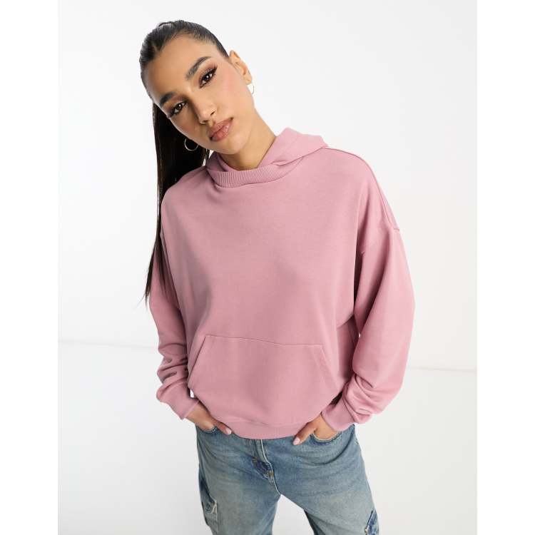 ASOS DESIGN - Oversized hybride sweater-hoodie in vintage roze | ASOS