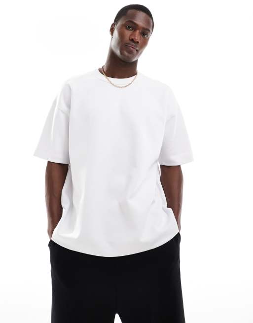 ASOS DESIGN - Oversized interlock T-shirt van 300 g/m² zware stof in wit