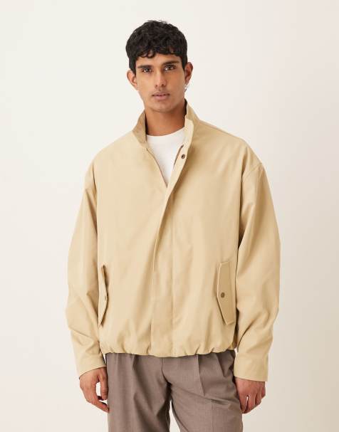 ASOS DESIGN - Oversized jack met opstaande boord in stone - view 1