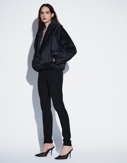 ASOS DESIGN oversized jack met sjaalkraag in zwart, 4 van 4