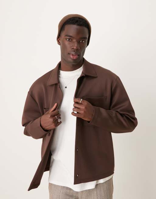 ASOS DESIGN - Oversized jack van scubastof in bruin