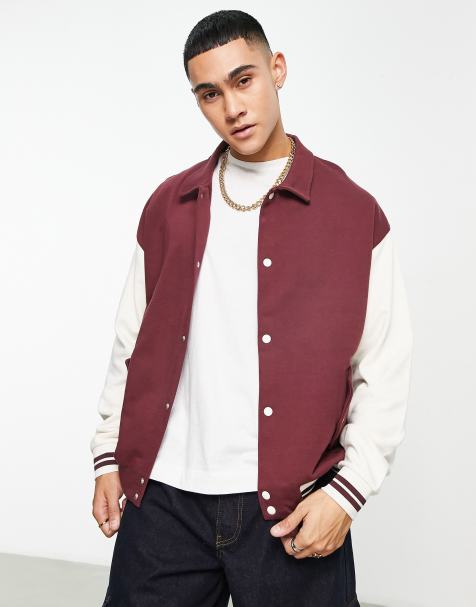 ASOS DESIGN oversized varsity bomber jacket in green – ASOS Sample Sale