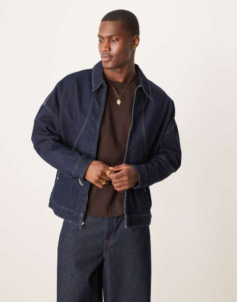 ASOS DESIGN oversized jacket in dark wash blue - view 1