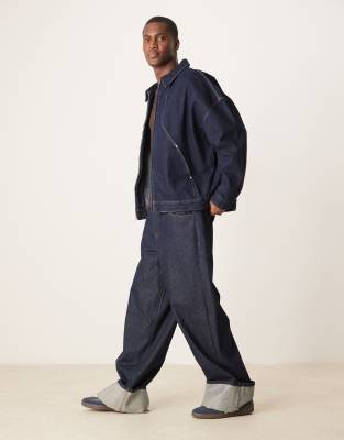 Asos Design Oversized Jacket In Blue