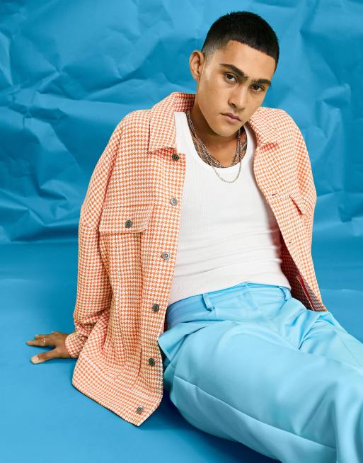 ASOS DESIGN oversized jacket in orange check