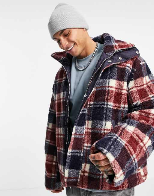 ASOS DESIGN oversized jacket in red and navy check