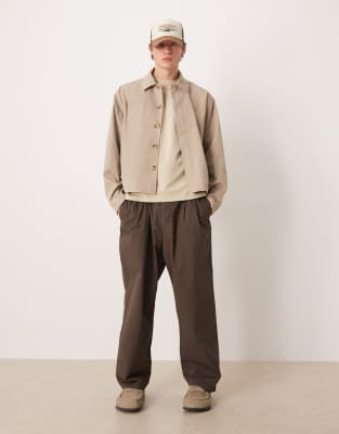 Asos Design Oversized Jacket In Neutral