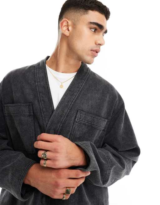 ASOS DESIGN oversized jacket in washed black