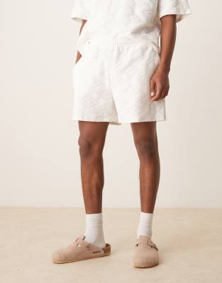 Asos Design Oversized Jacquard Shorts In White