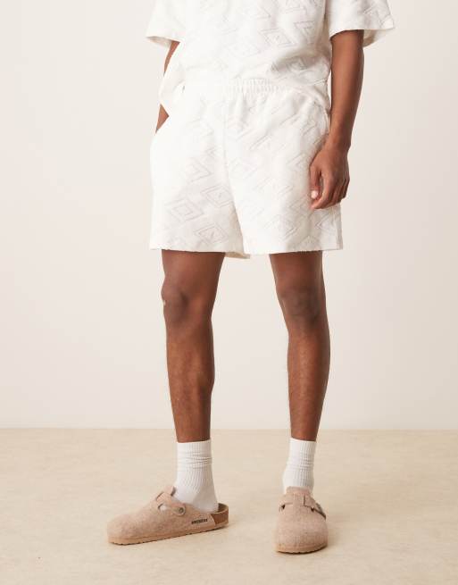 ASOS DESIGN oversized jacquard shorts in ecru - part of a set