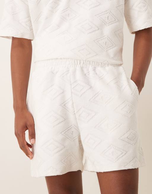 ASOS DESIGN oversized jacquard shorts in ecru - part of a set
