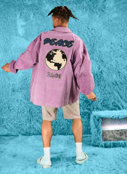 ASOS DESIGN - Oversized jakke med vask og broderi