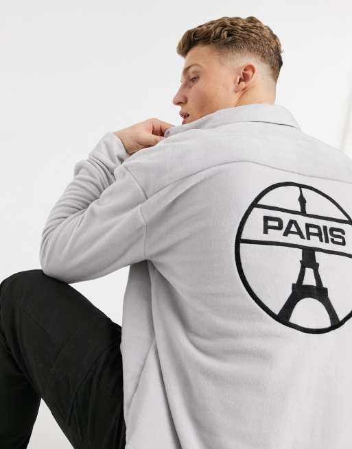 ASOS DESIGN - Oversized jaren 90 fleece overhemd met borduursel op de rug