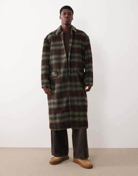 ASOS DESIGN - Oversized jas in wollook met bruin ruitmotief - view 1
